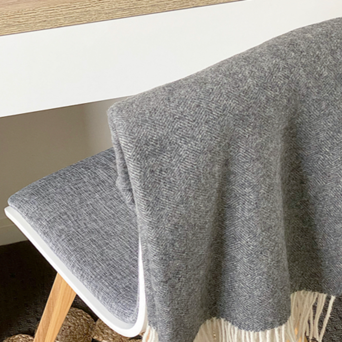 Hyperion Merino Wool Blend Throw - Dark Grey