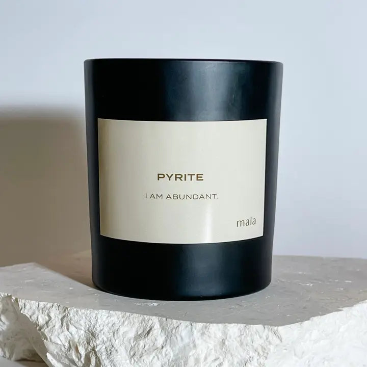 Pyrite Crystal Infused Candle - Lavender and Amber