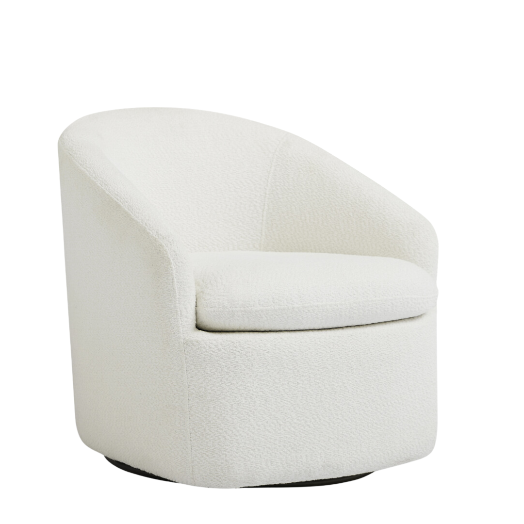 Carrie White Boucle Swivel Chair