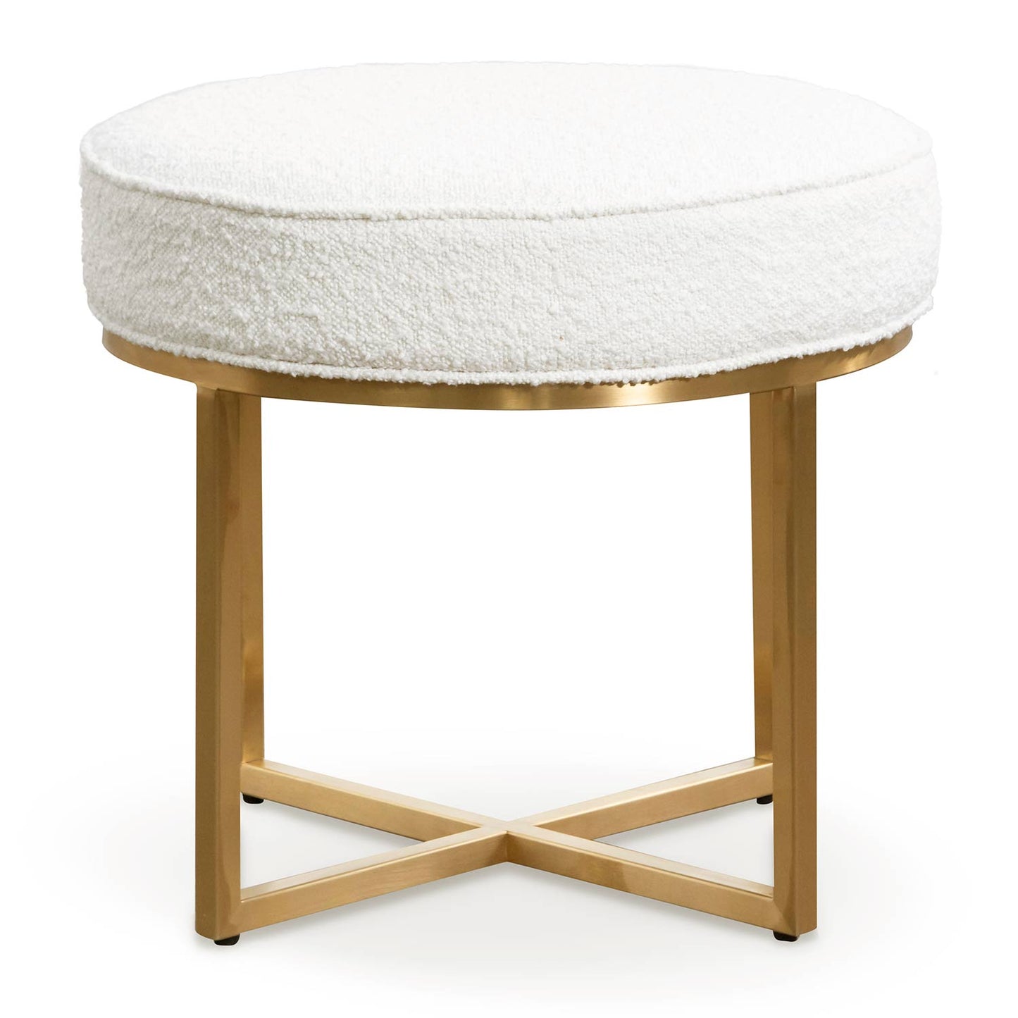 Clara Ivory White Boucle Ottoman