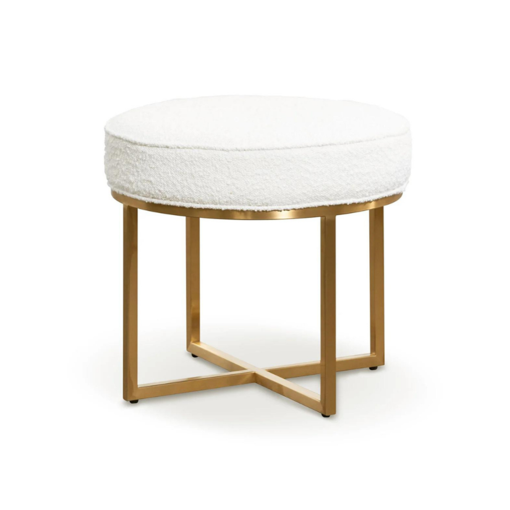 Clara Ivory White Boucle Ottoman