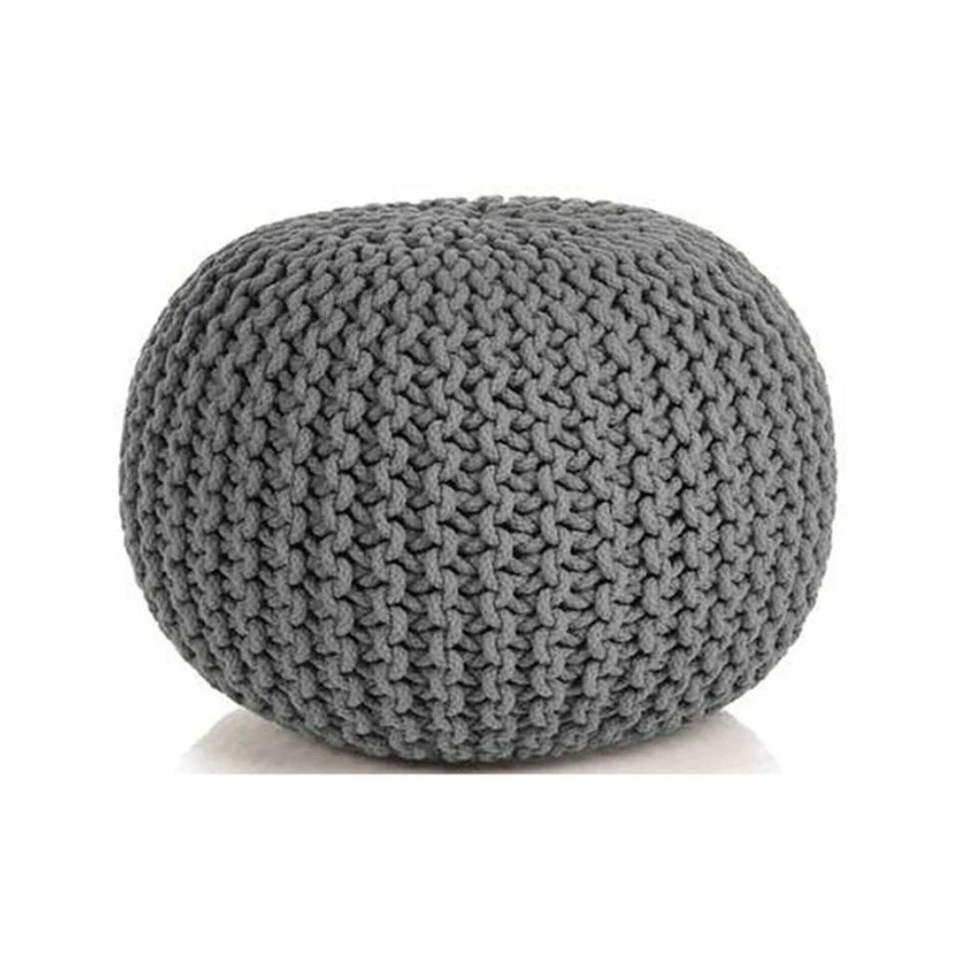 Magnolia Hand Knitted Ottoman - Grey