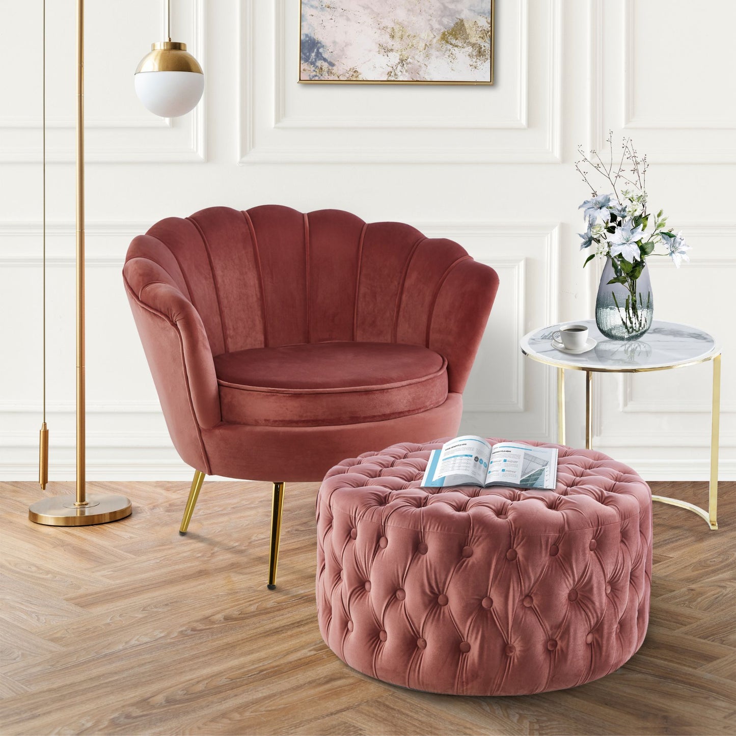 Sylvie Tufted Velvet Ottoman