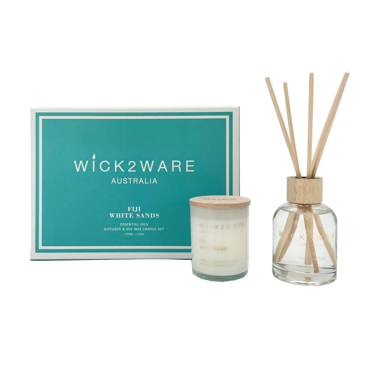 Fiji White Sands Essential Oils Diffuser and Soy Wax Candle Set