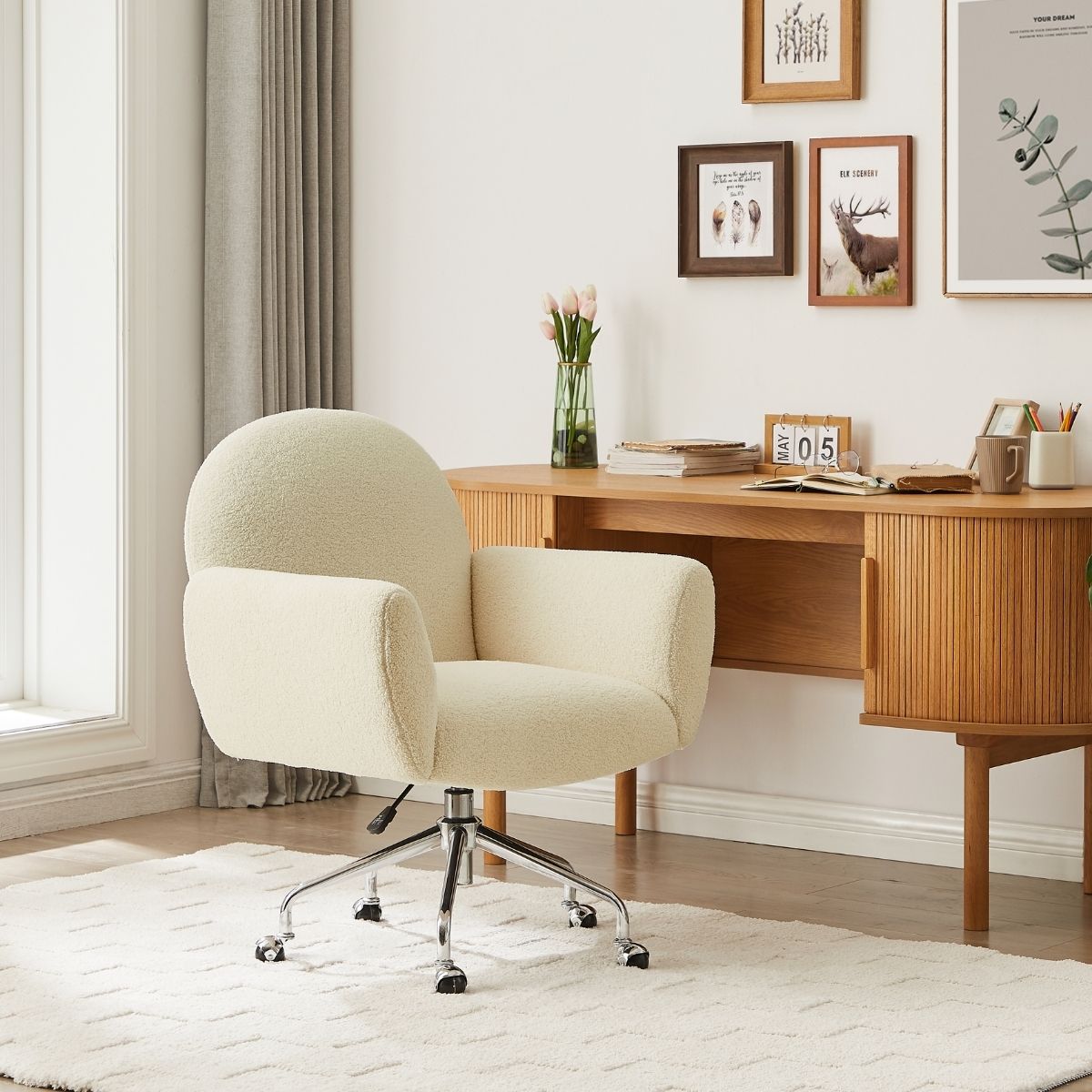 Violet Boucle Office Chair