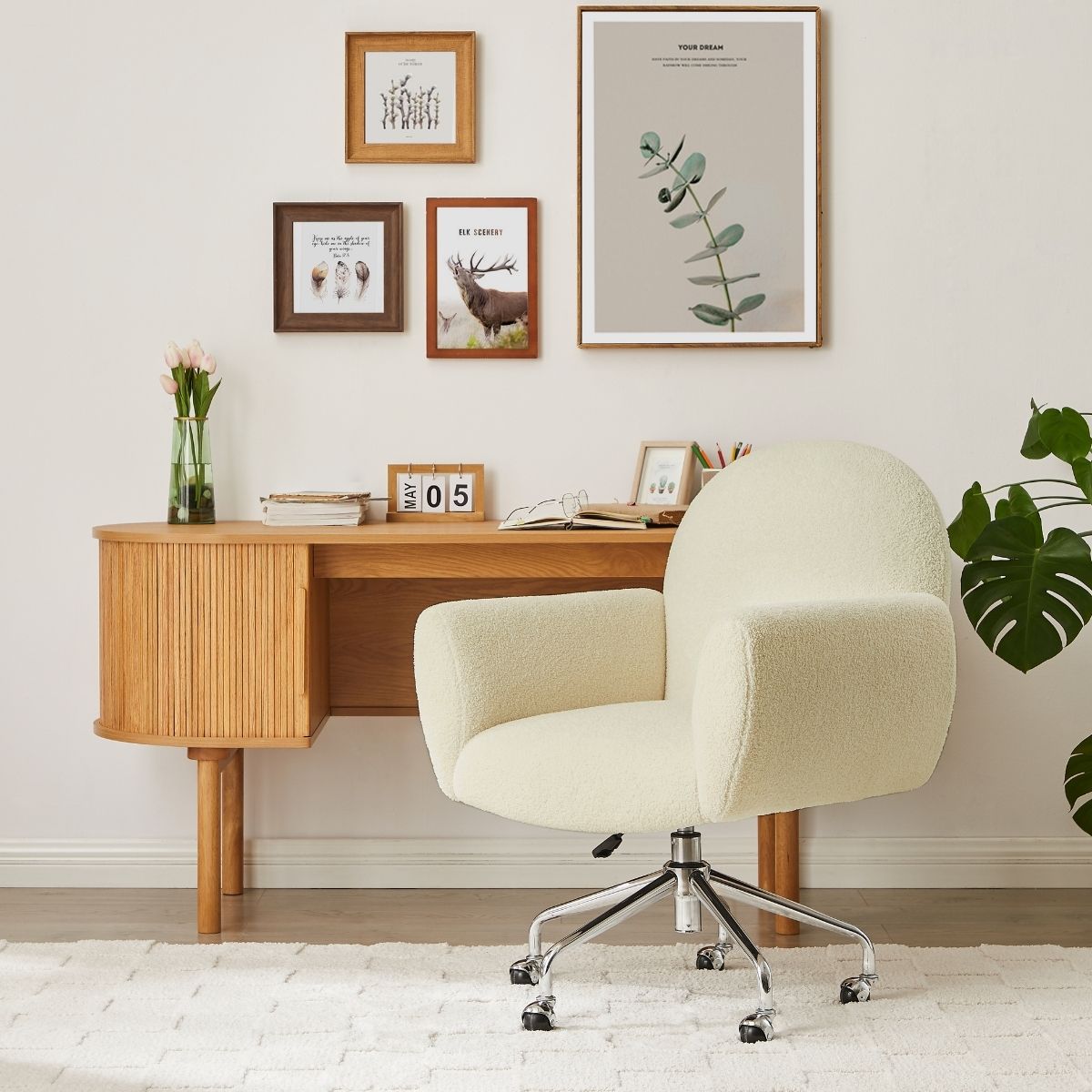 Violet Boucle Office Chair