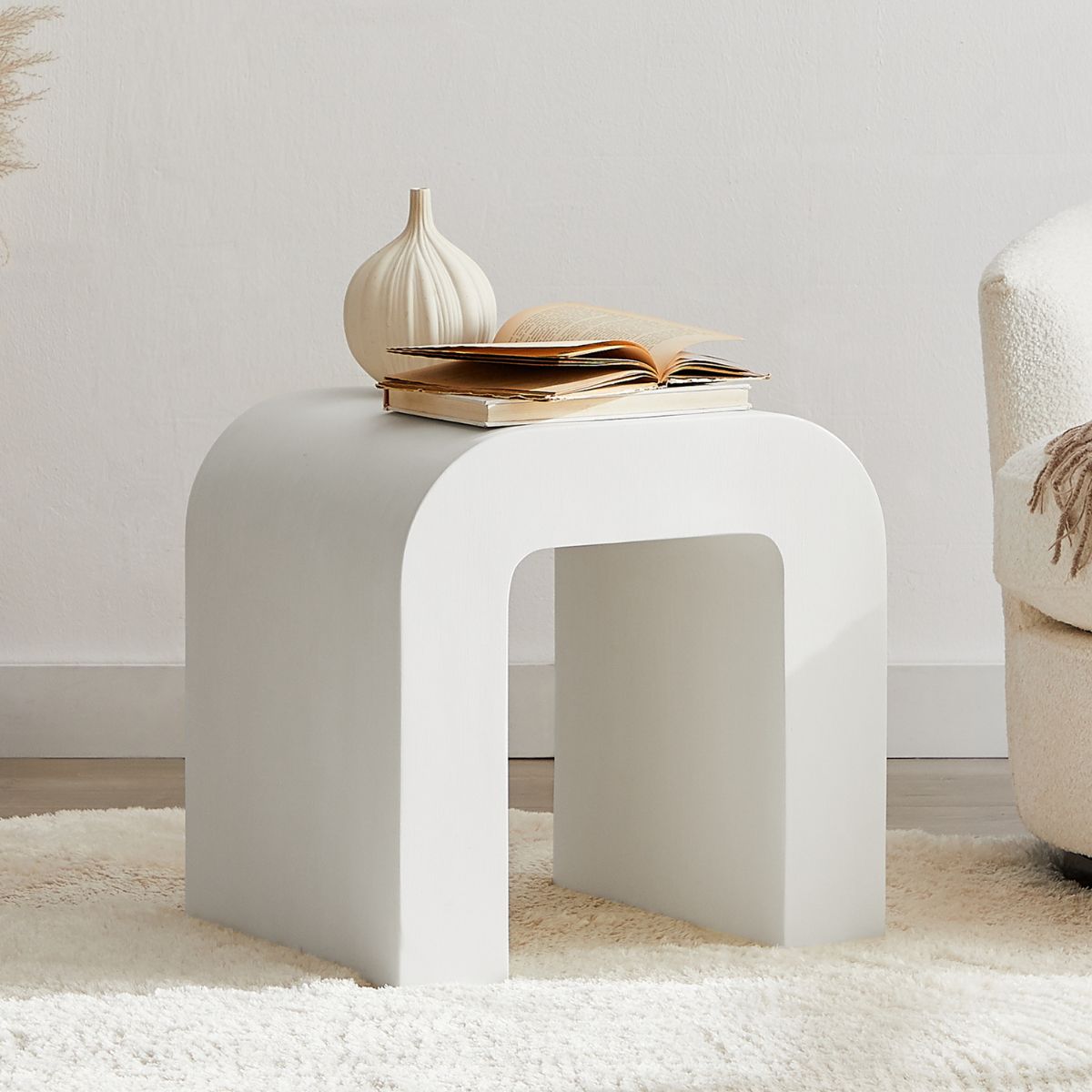 Curve White Side Table