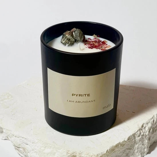 Pyrite Crystal Infused Candle - Lavender and Amber